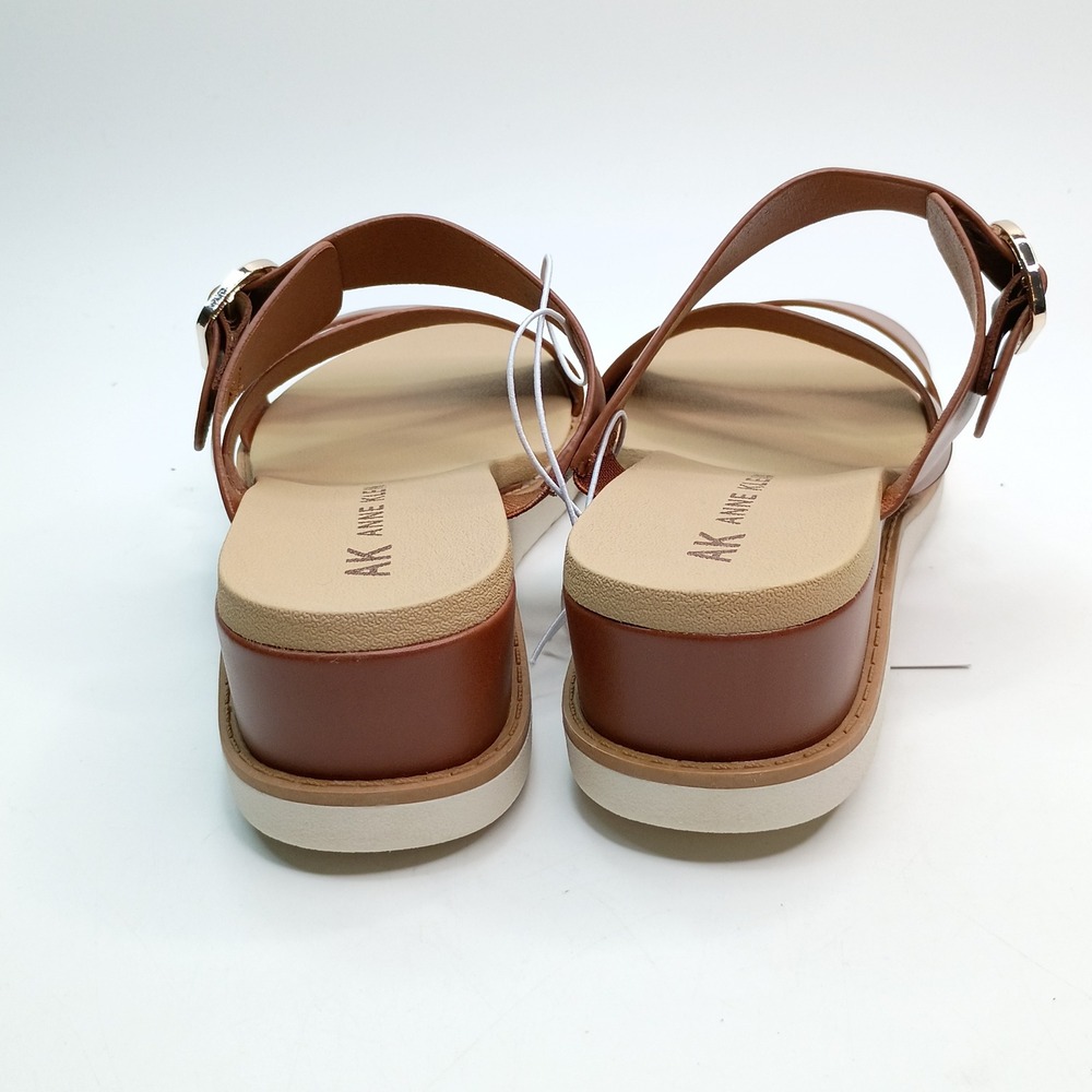 Anne Klein Aklalasa Wedge Sandals Women Size 8.5 Cognac Brown iFlex Buckle Strap - Picture 5 of 10